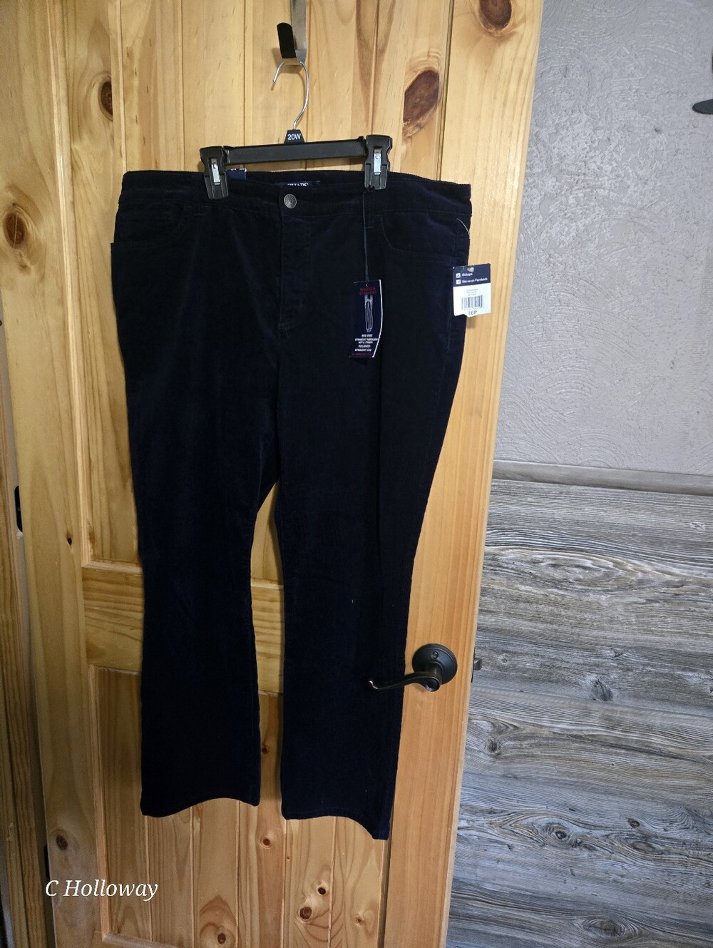 NWT Chaps Womens Dress Pants Corduroy Stretch Straight Leg 16P Dark Azure